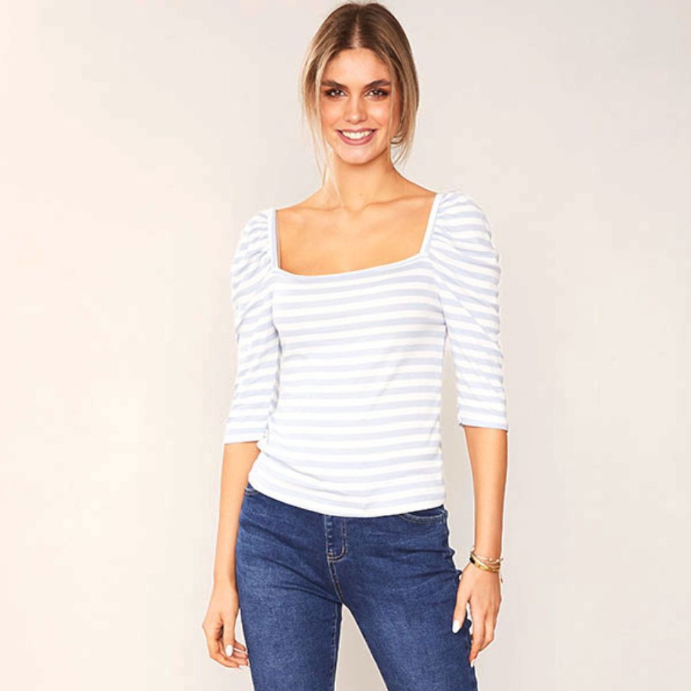 Sally Top (Light Blue Stripe)
