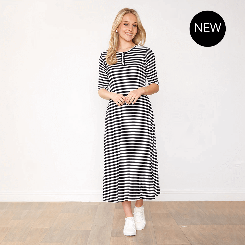 Cora Dress (Black Stripes)