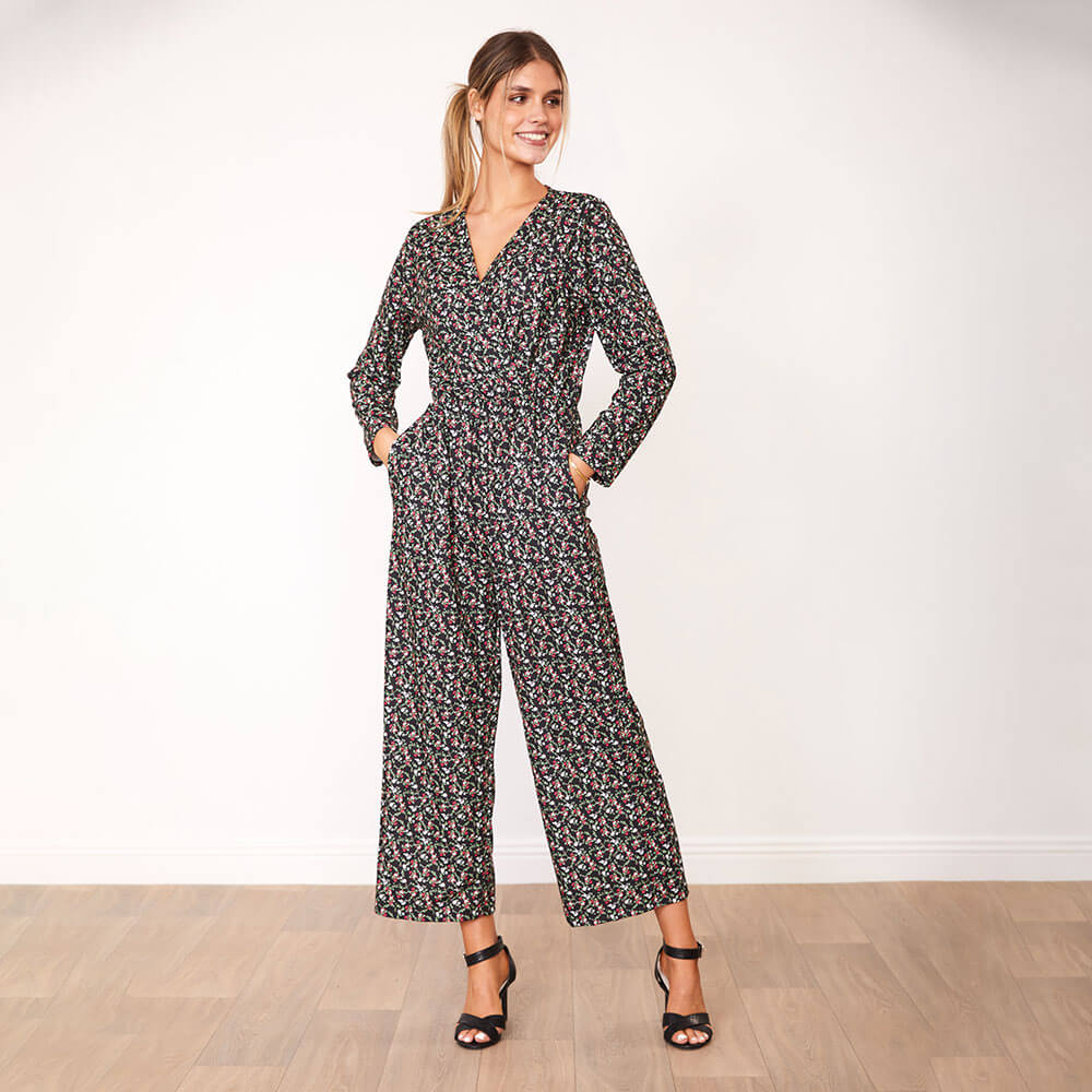 Farrah Jumpsuit (Black Floral)