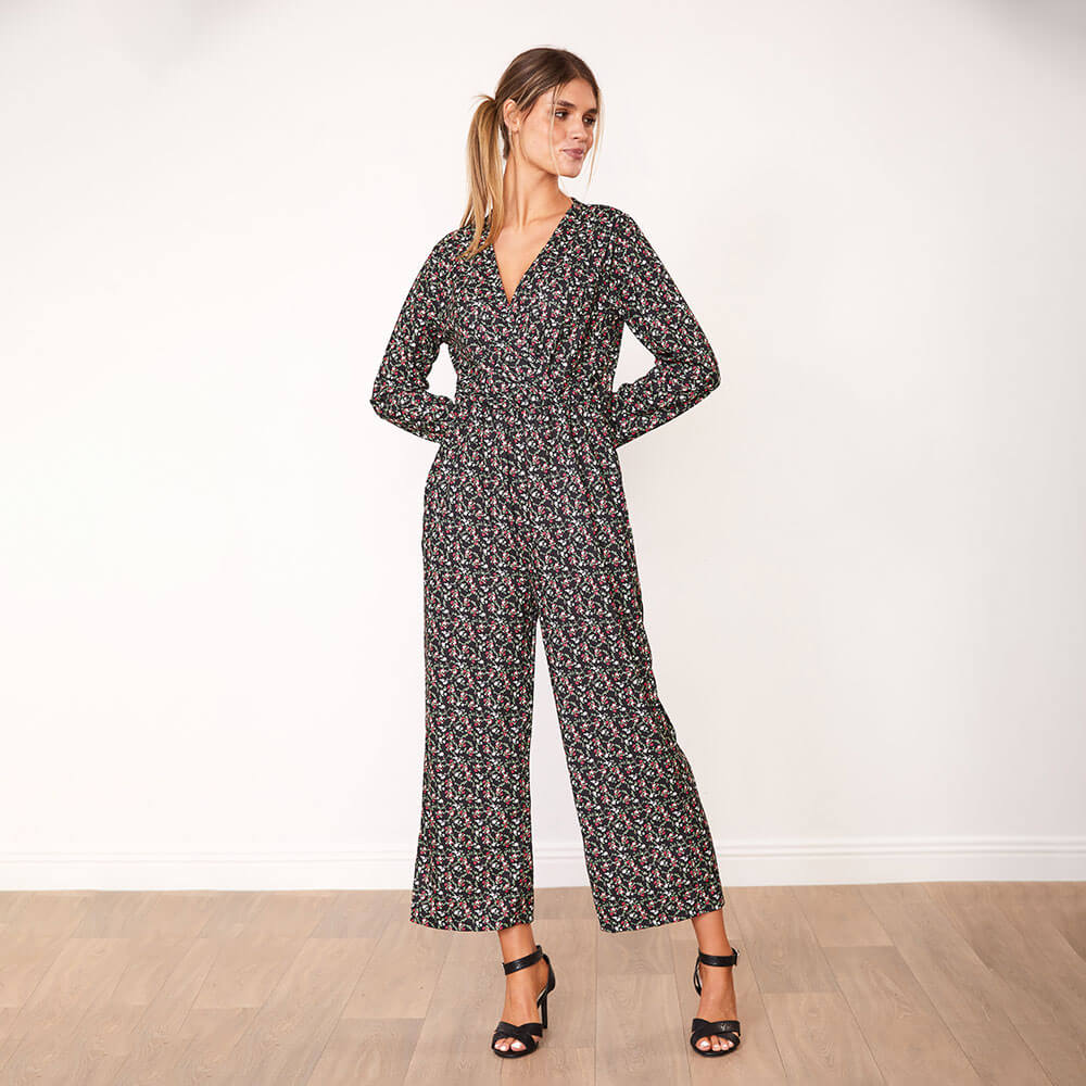 Farrah Jumpsuit (Black Floral)