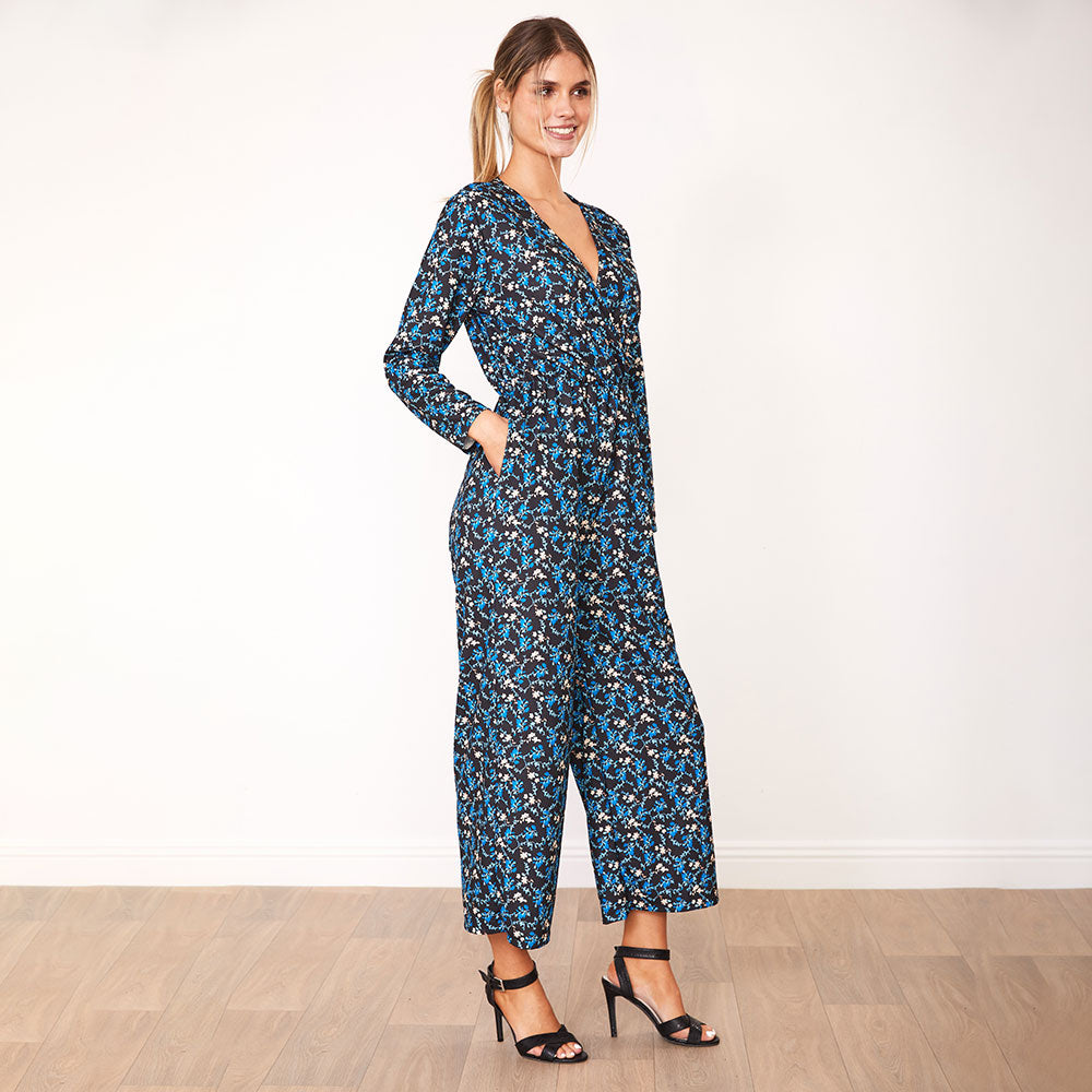 Farrah Jumpsuit (Blue Floral)
