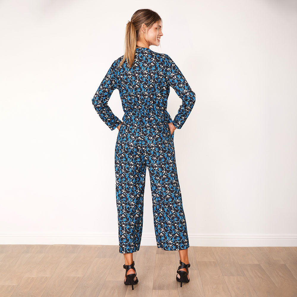 Farrah Jumpsuit (Blue Floral)