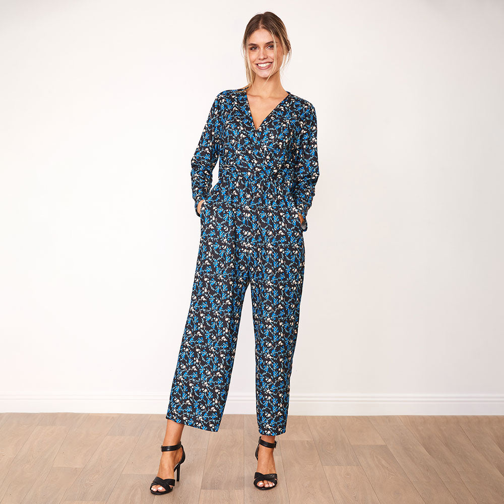 Farrah Jumpsuit (Blue Floral)