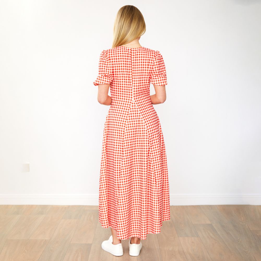Flora Dress (Red Checkered)