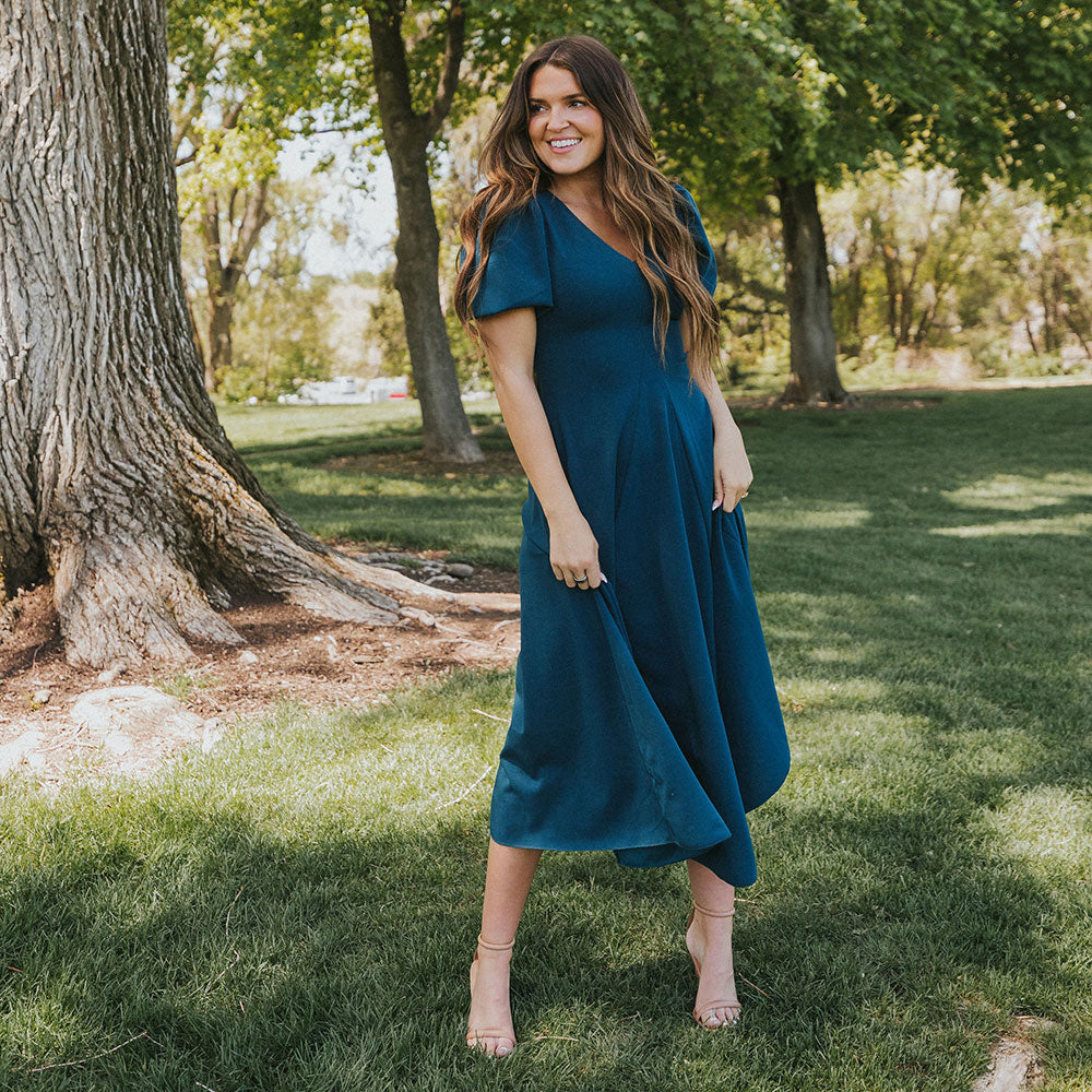 Flora Dress (Peacock Blue)