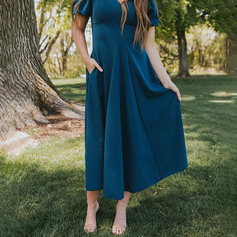 Flora Dress (Peacock Blue)