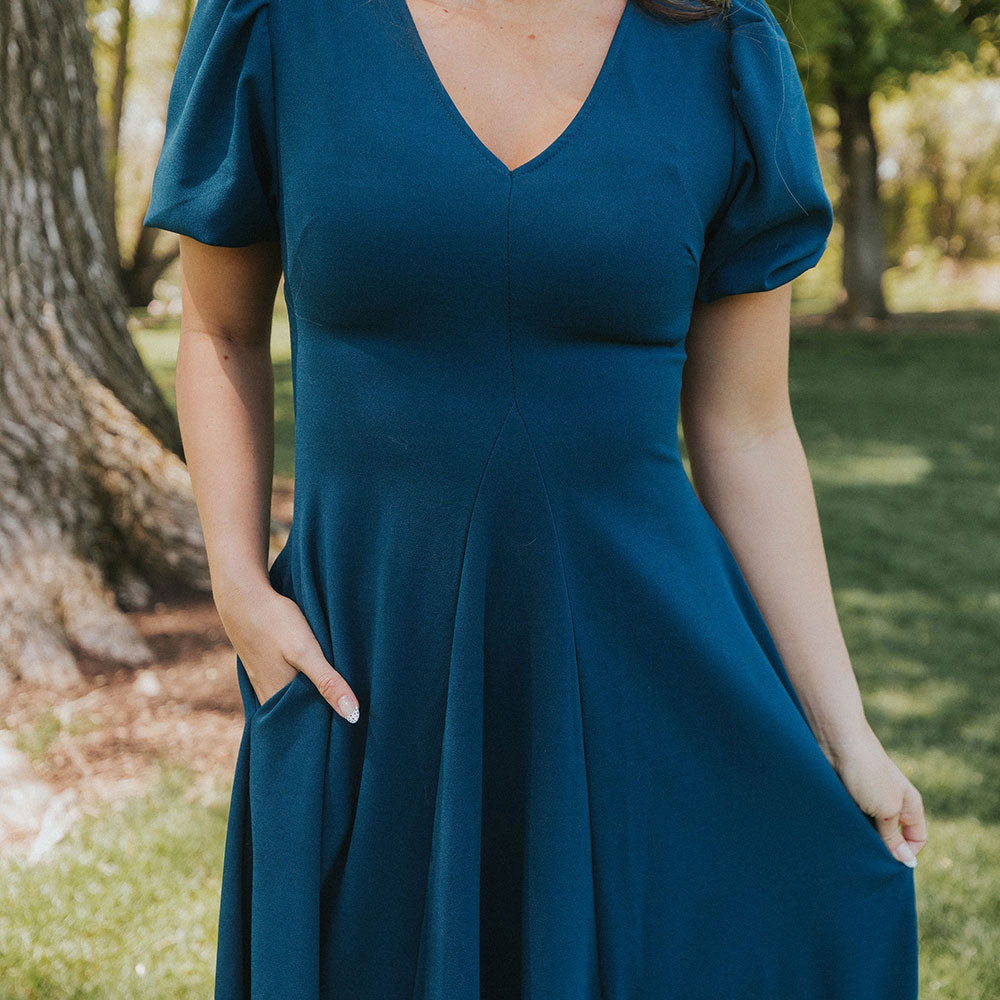 Flora Dress (Peacock Blue)
