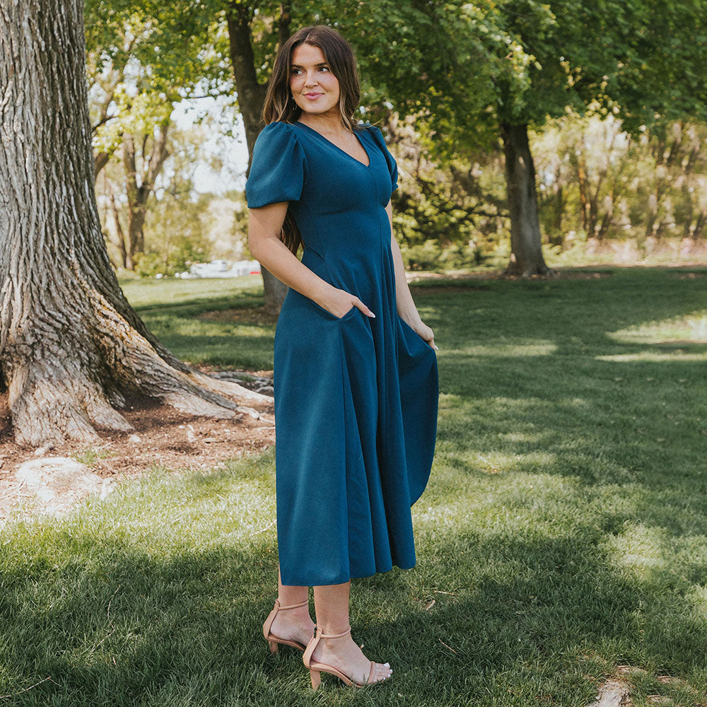 Flora Dress (Peacock Blue)