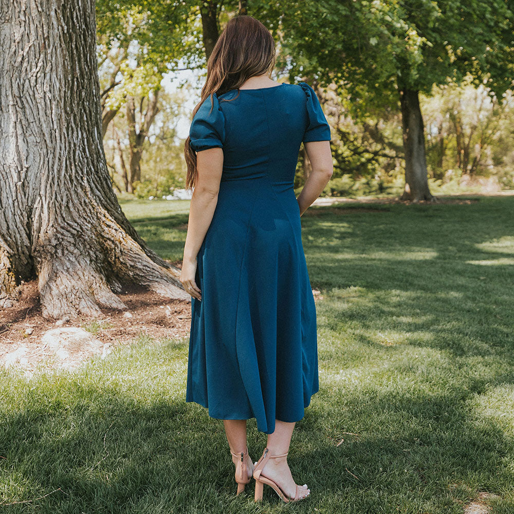 Flora Dress (Peacock Blue)