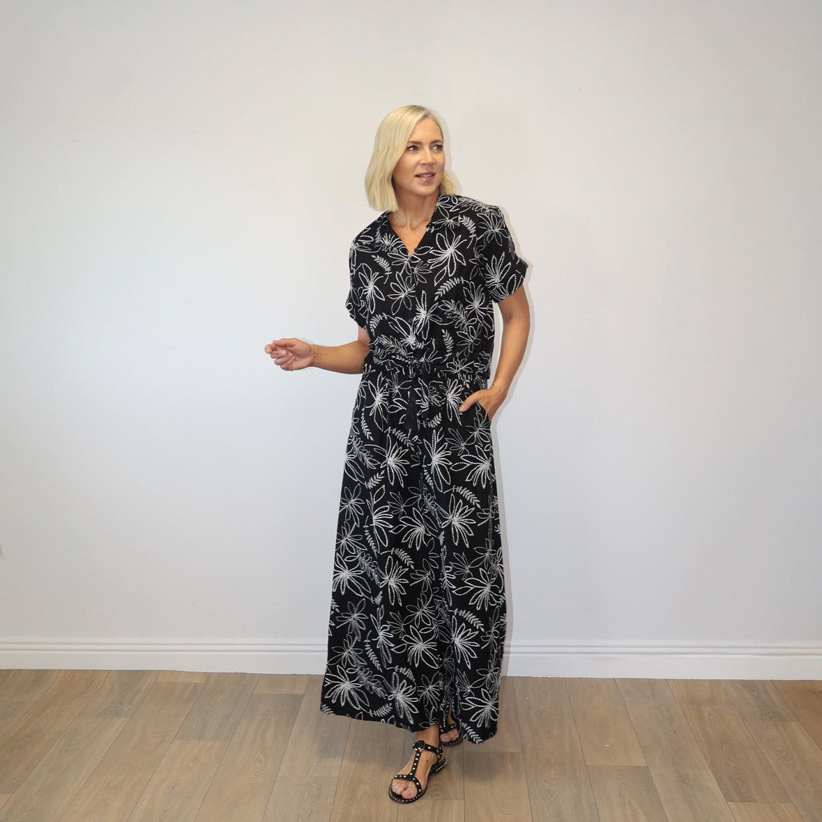 Flora Tie-Front Co-ord (Black Floral)