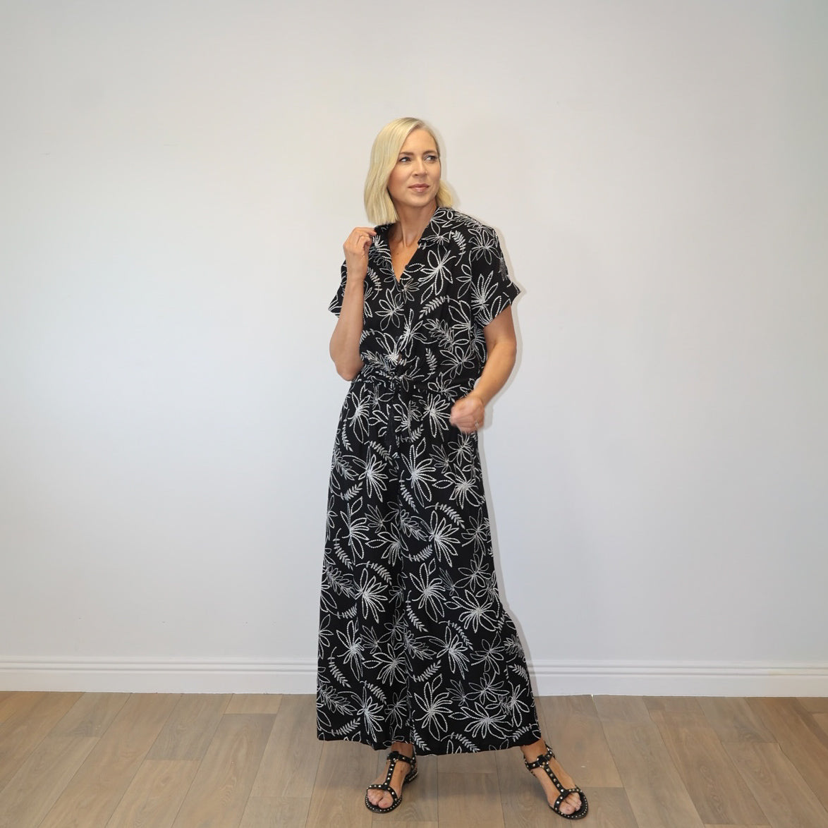 Flora Tie-Front Co-ord (Black Floral)