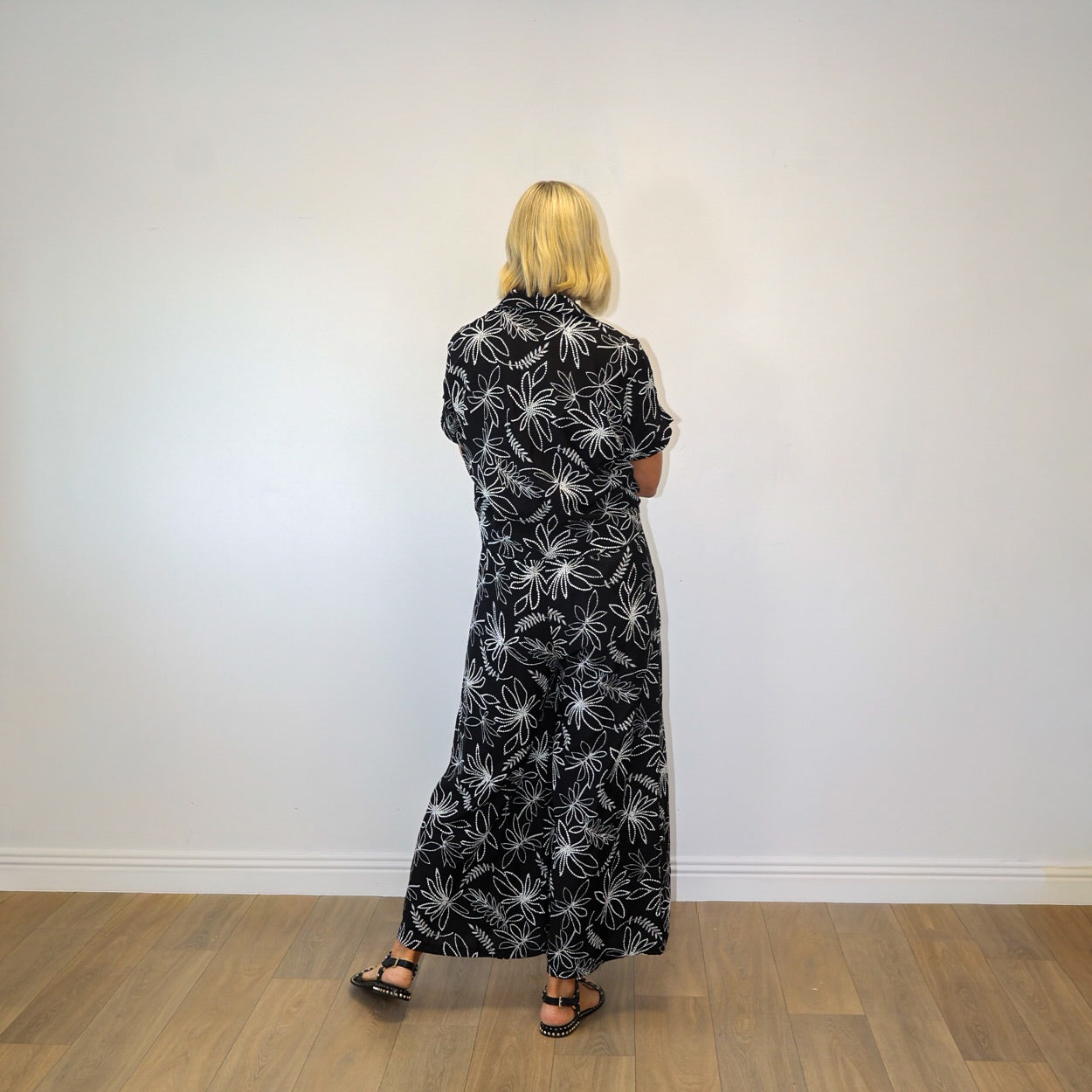 Flora Tie-Front Co-ord (Black Floral)