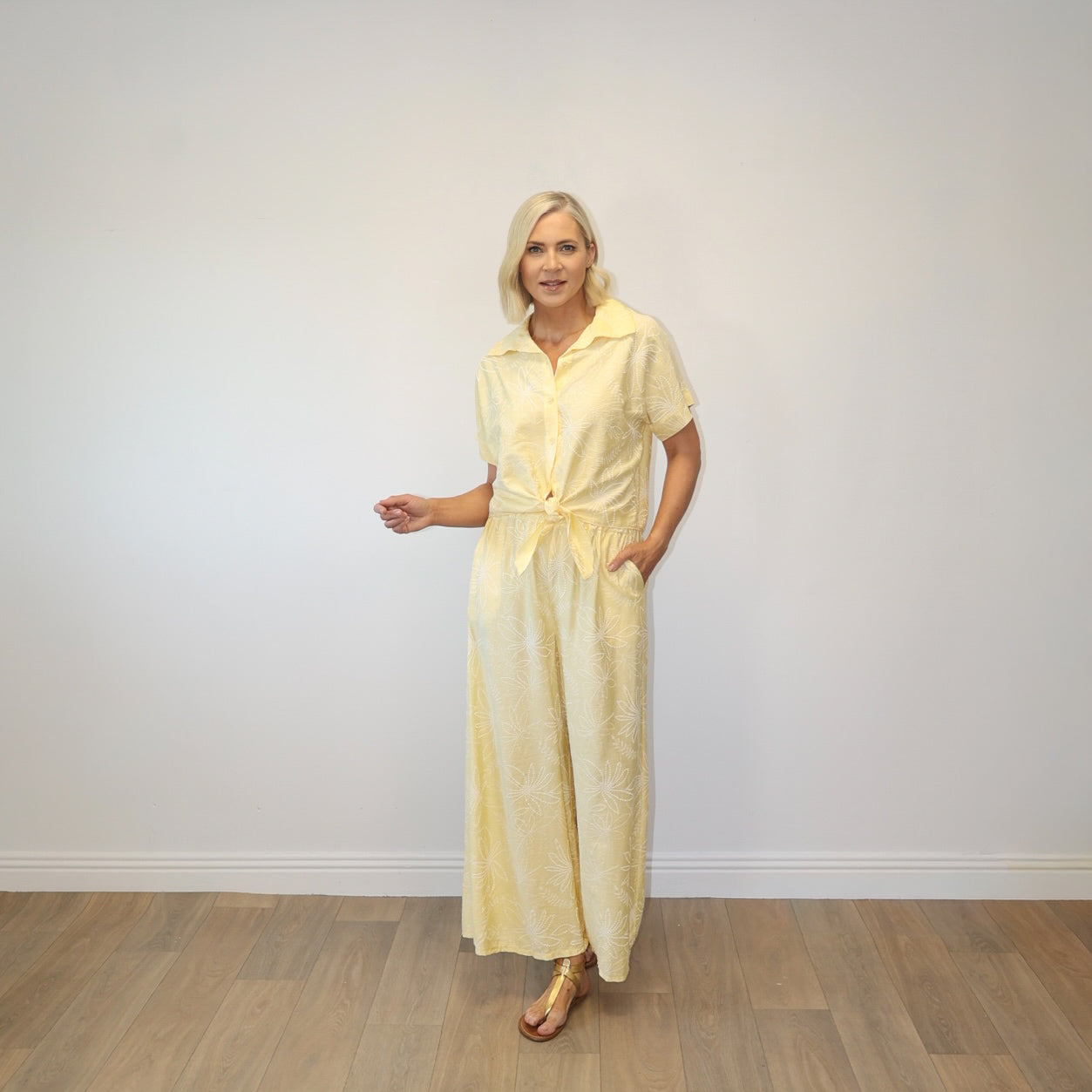 Flora Tie-Front Co-ord (Yellow Floral)