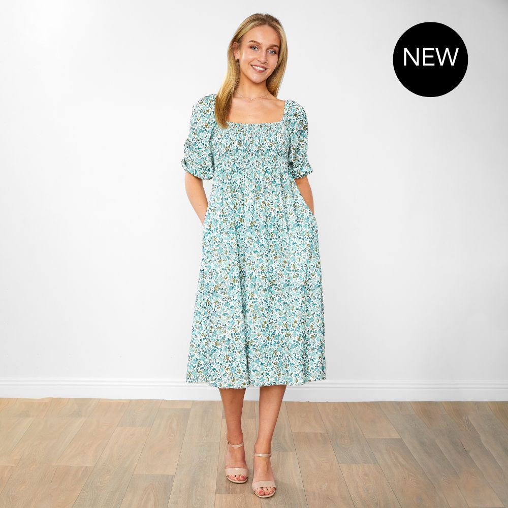 Georgia Dress (Green Flower)