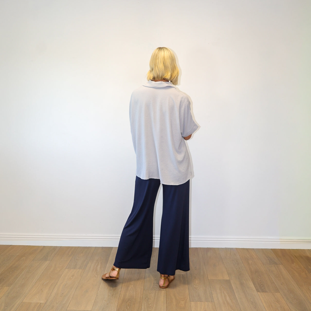 Harper Collar Button Top (Grey)