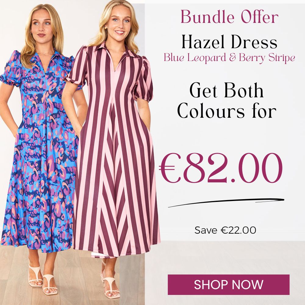Hazel Dress-Blue Leopard & Berry Stripe (2 for €82.00)