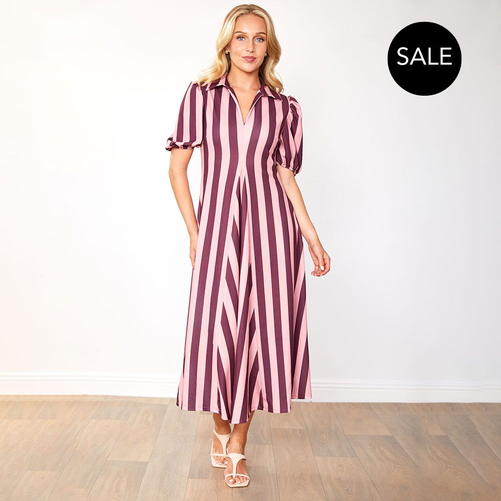 Hazel Dress (Berry Stripe)