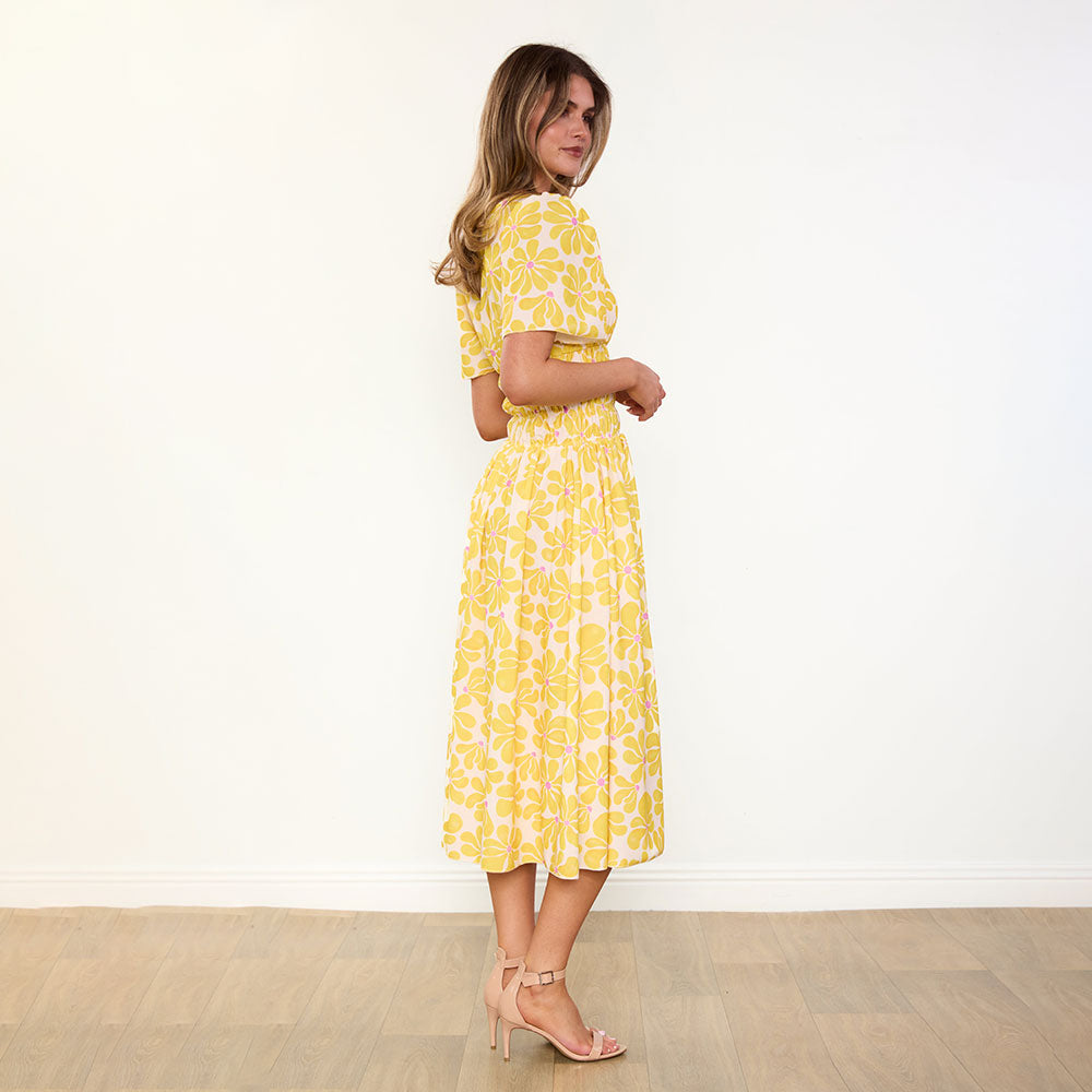 Iris Dress in yellow daisy print – women's dress – view 13