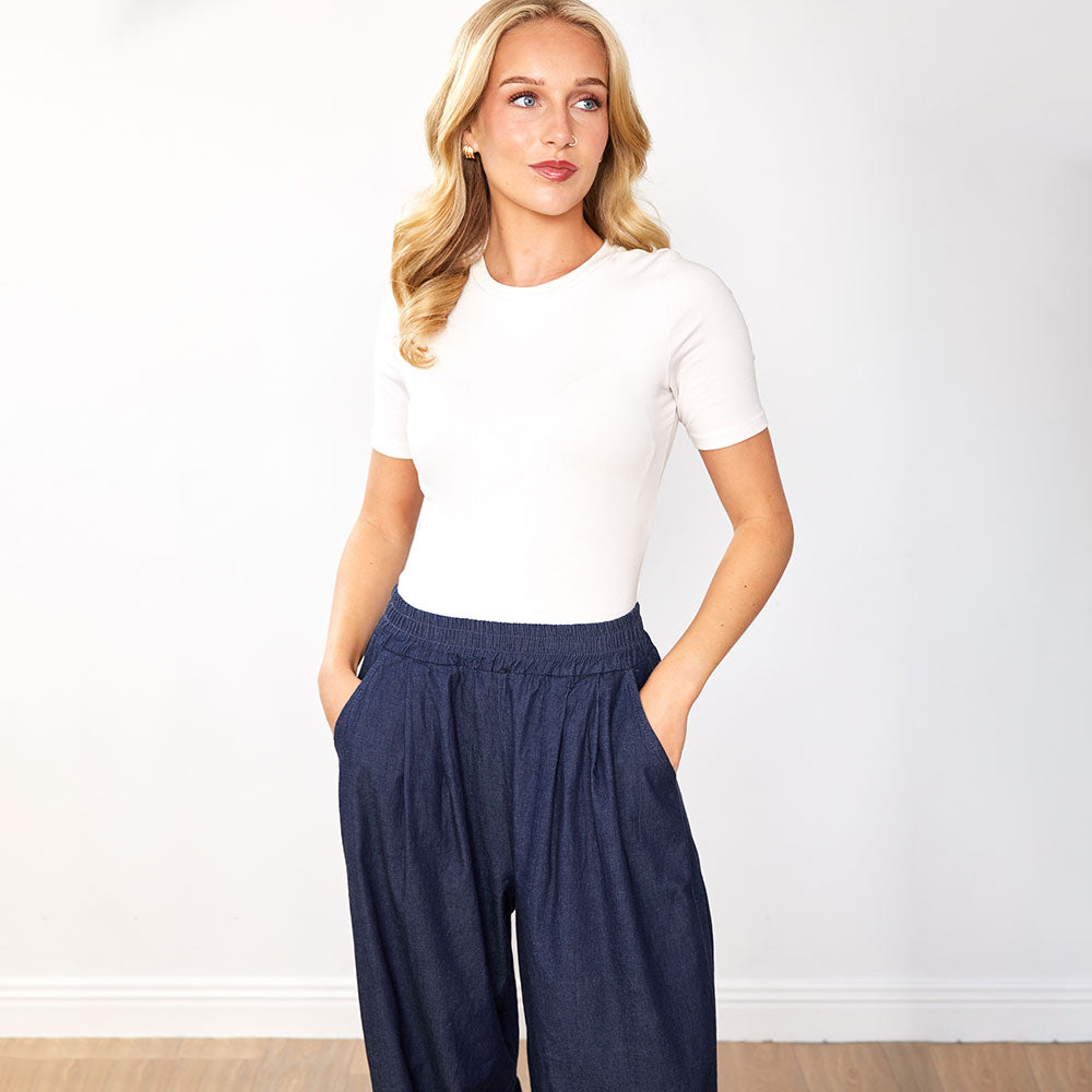 Ivy Ballon Leg Trousers (Denim Blue)