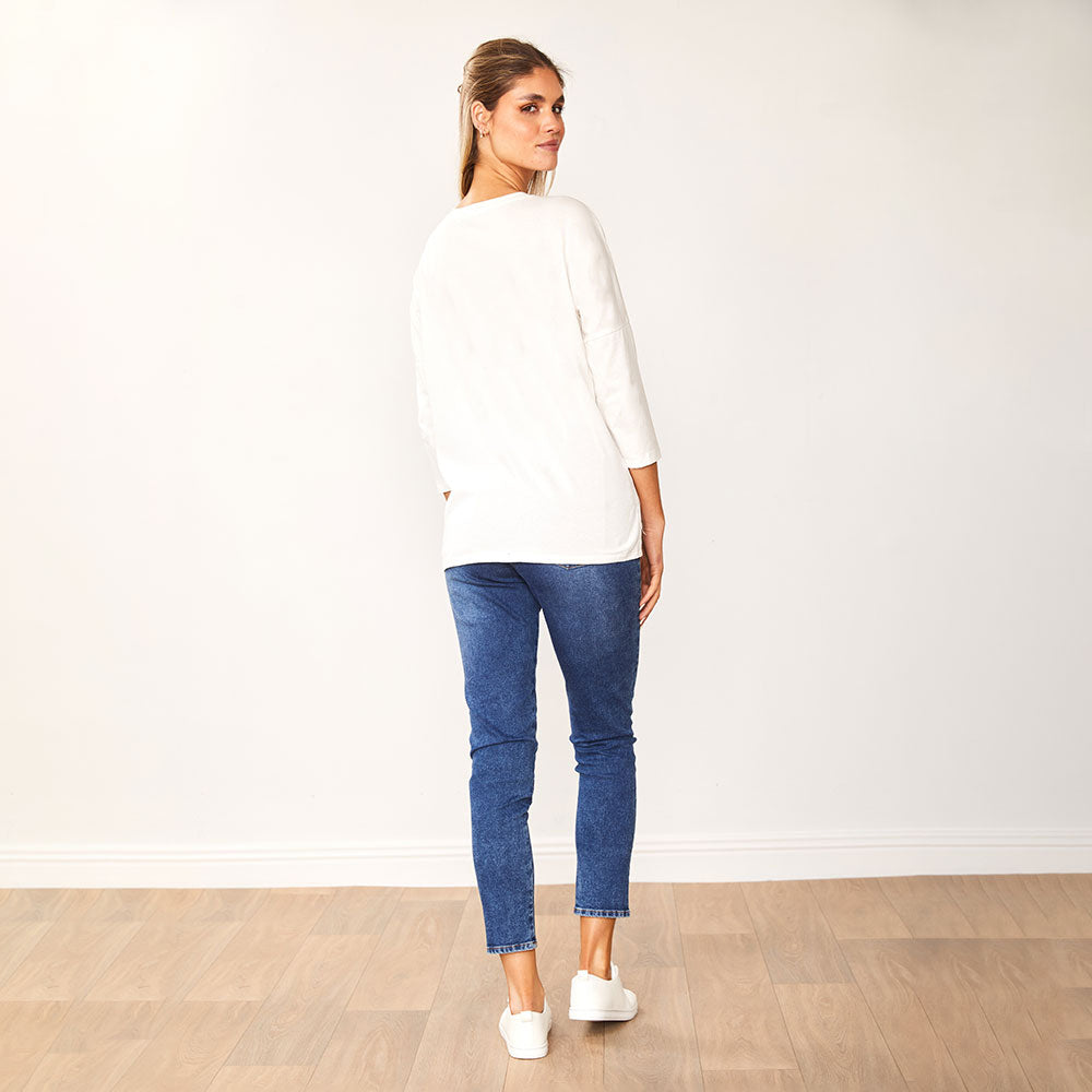 Jasmine Crew Neck Top (White)