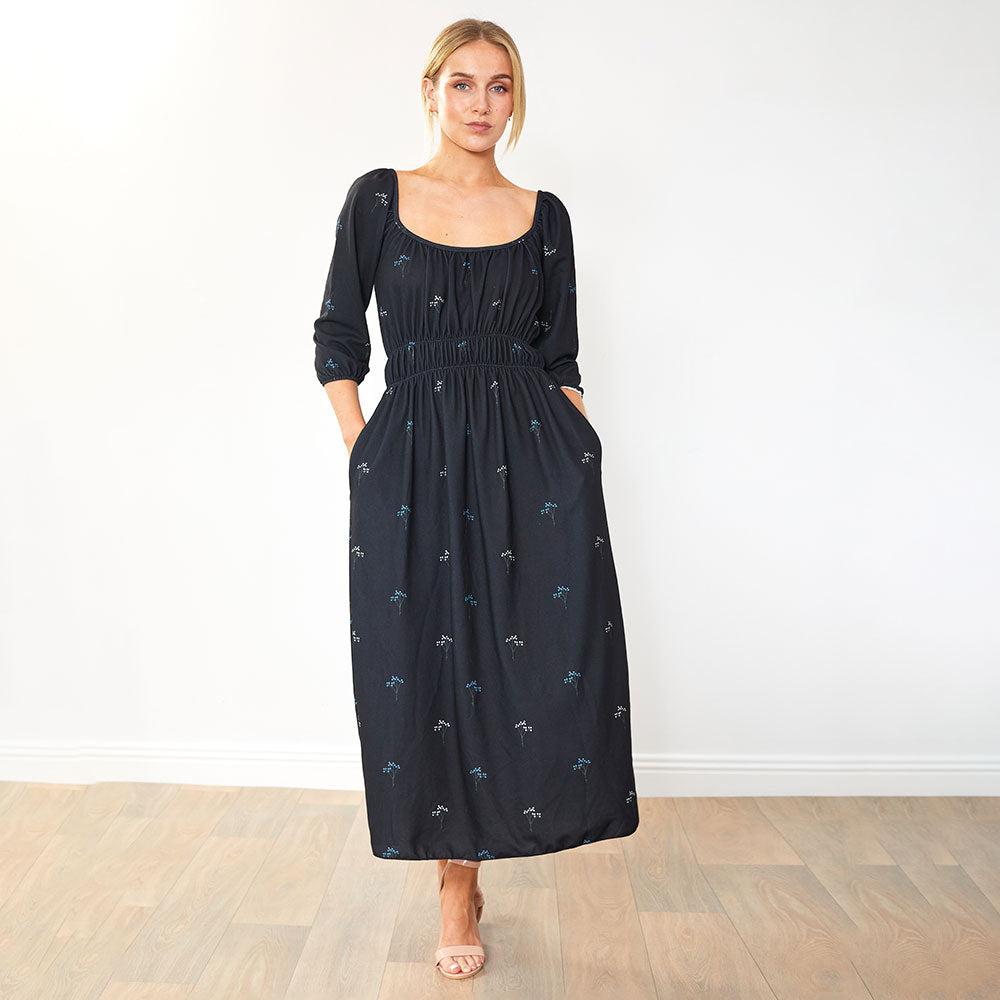 Lara Dress (Black Floral)