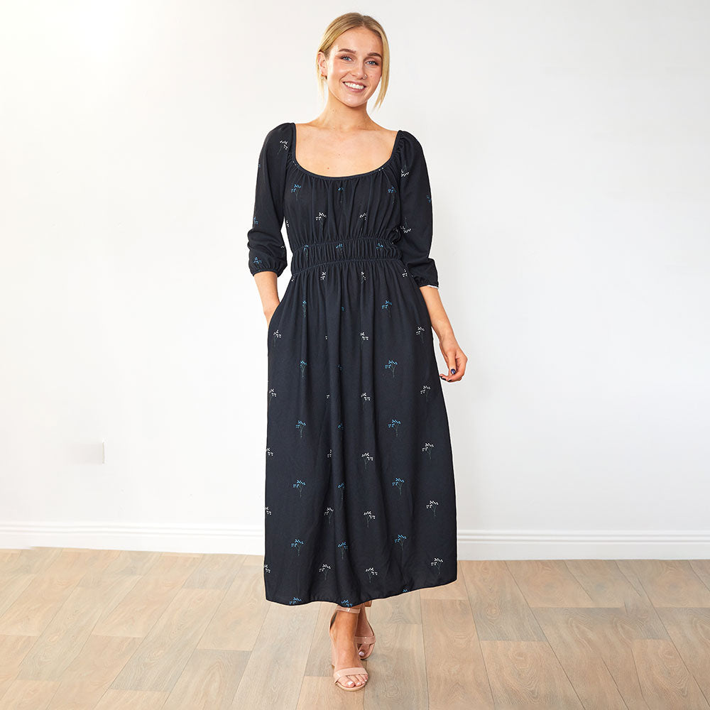 Lara Dress (Black Floral)
