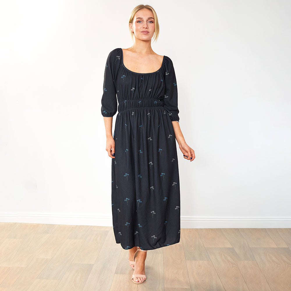 Lara Dress (Black Floral)