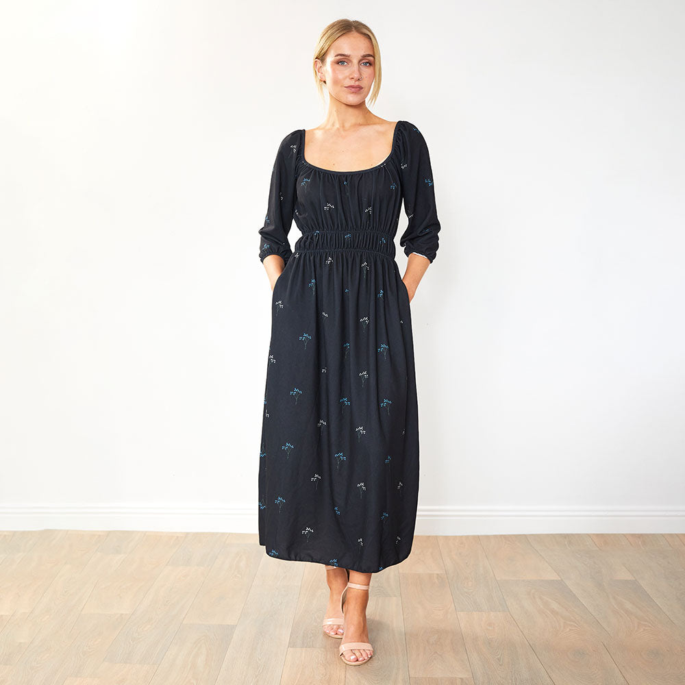 Lara Dress (Black Floral)