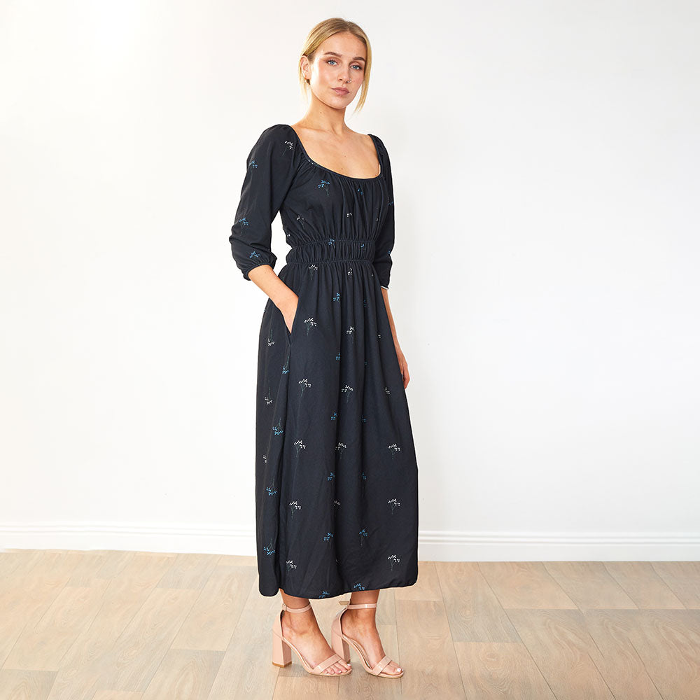 Lara Dress (Black Floral)