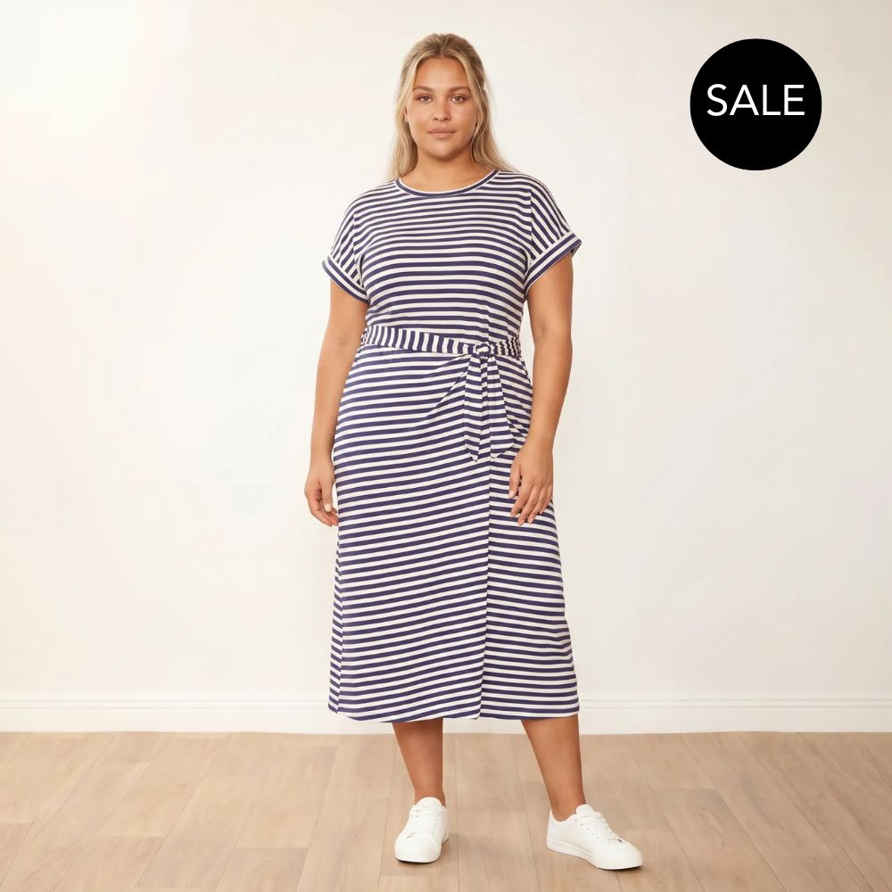 Lenny Dress in blue stripe – women's dress