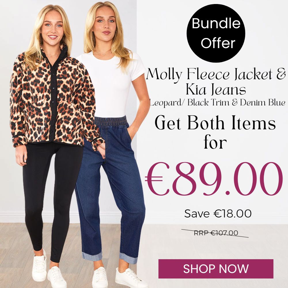 Molly Fleece (Leopard / Black Trim) & Kia Jeans (Denim Blue) for €89.00