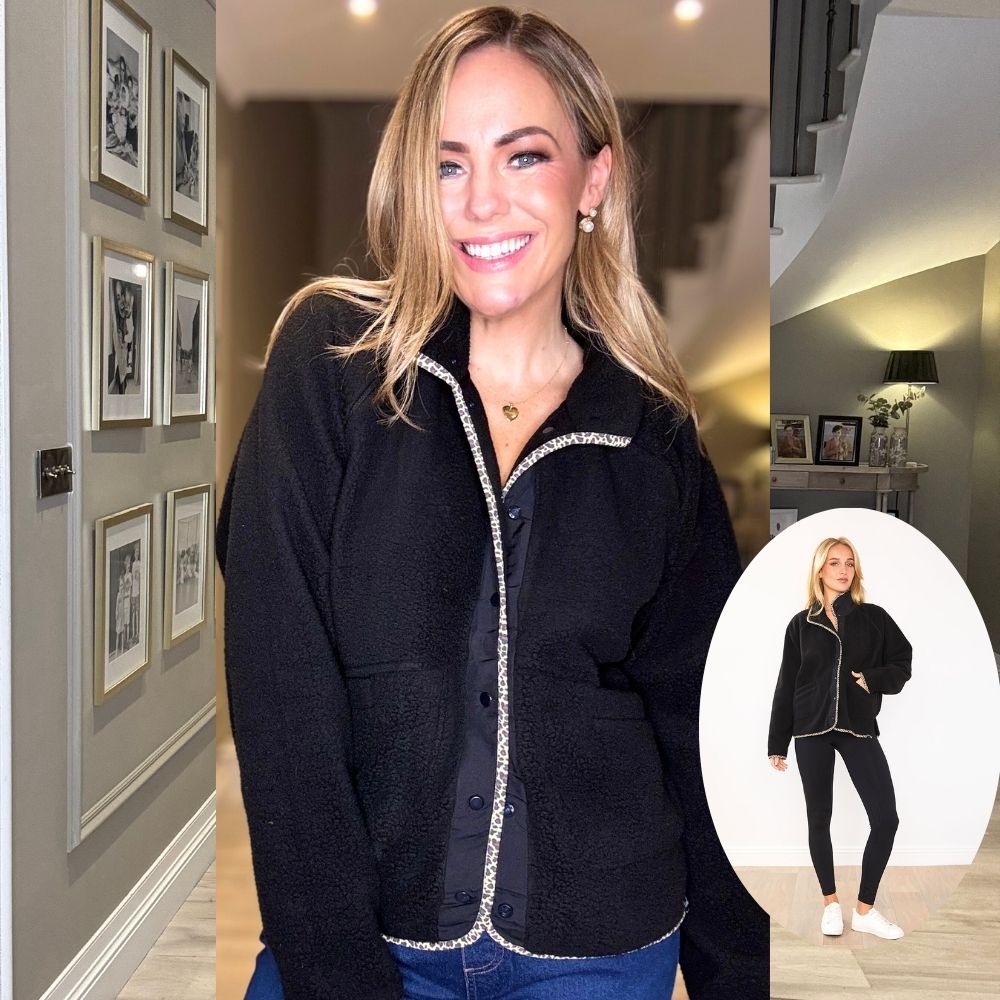 Molly Fleece Jacket (Black/Leopard Trim)