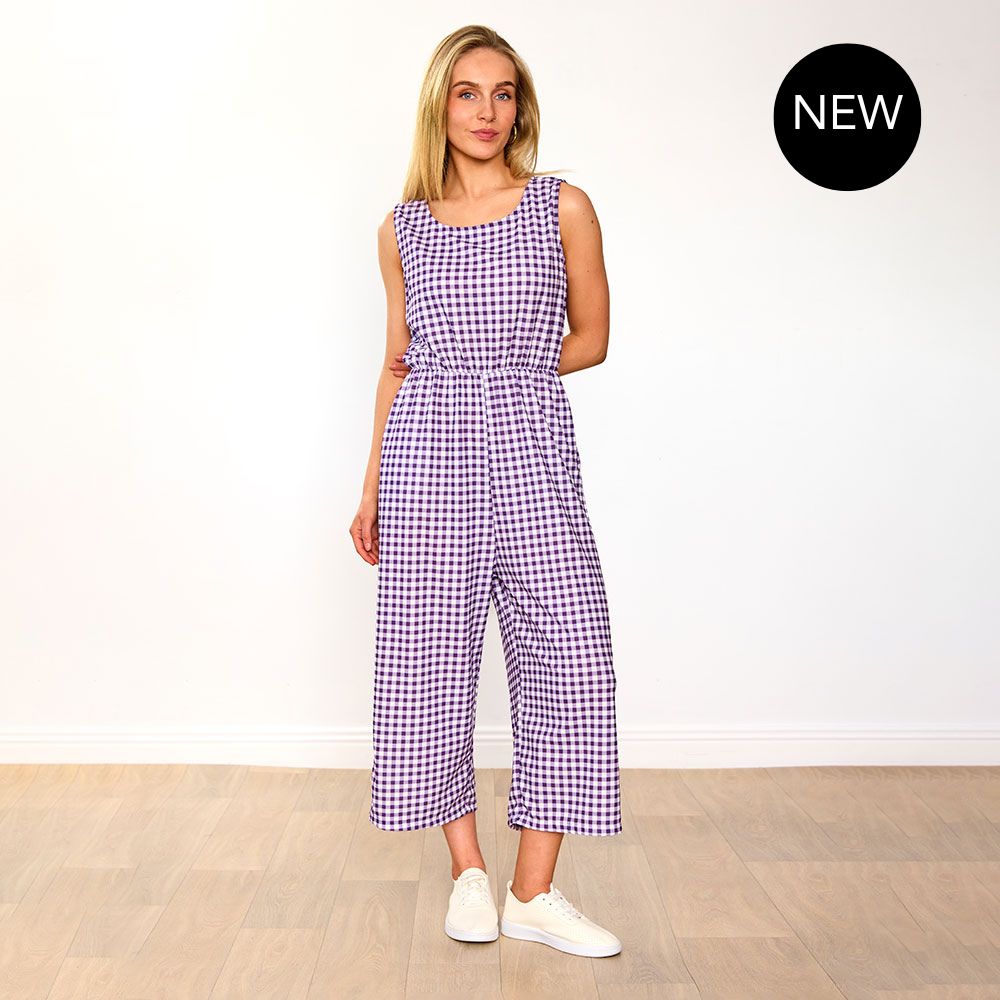 Lottie Jumpsuit (Purple Checkered)