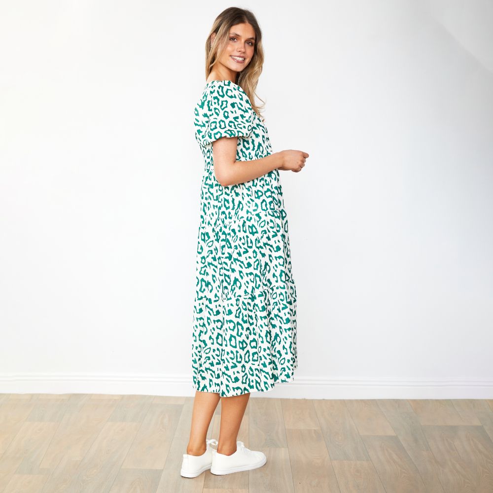 Mabel Dress (Leopard Green)