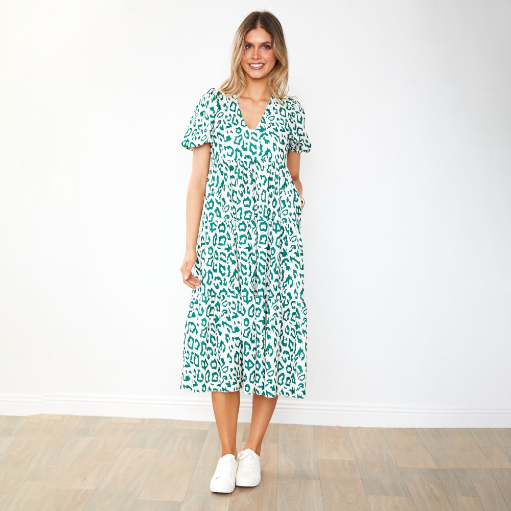 Mabel Dress (Leopard Green)