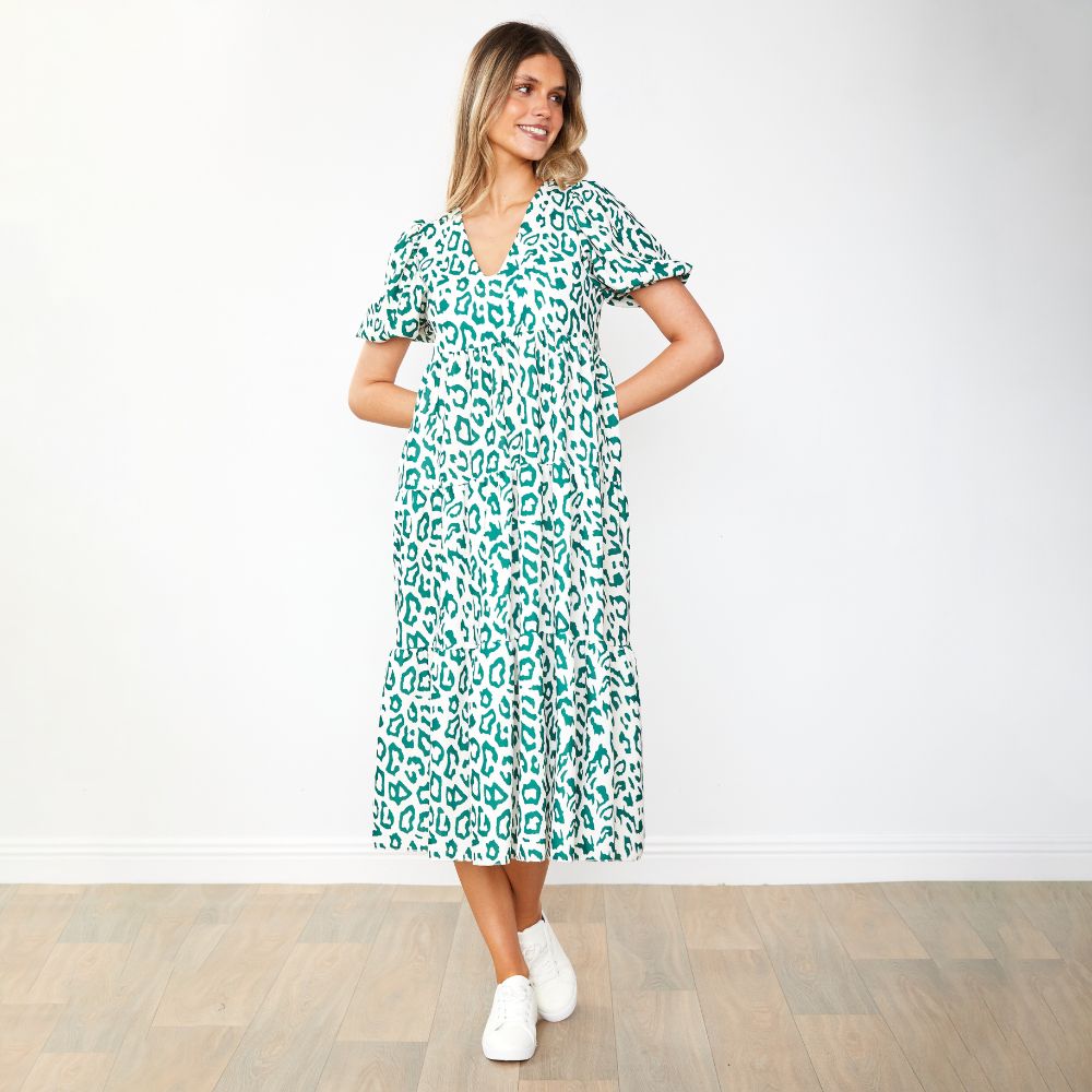 Mabel Dress (Leopard Green)