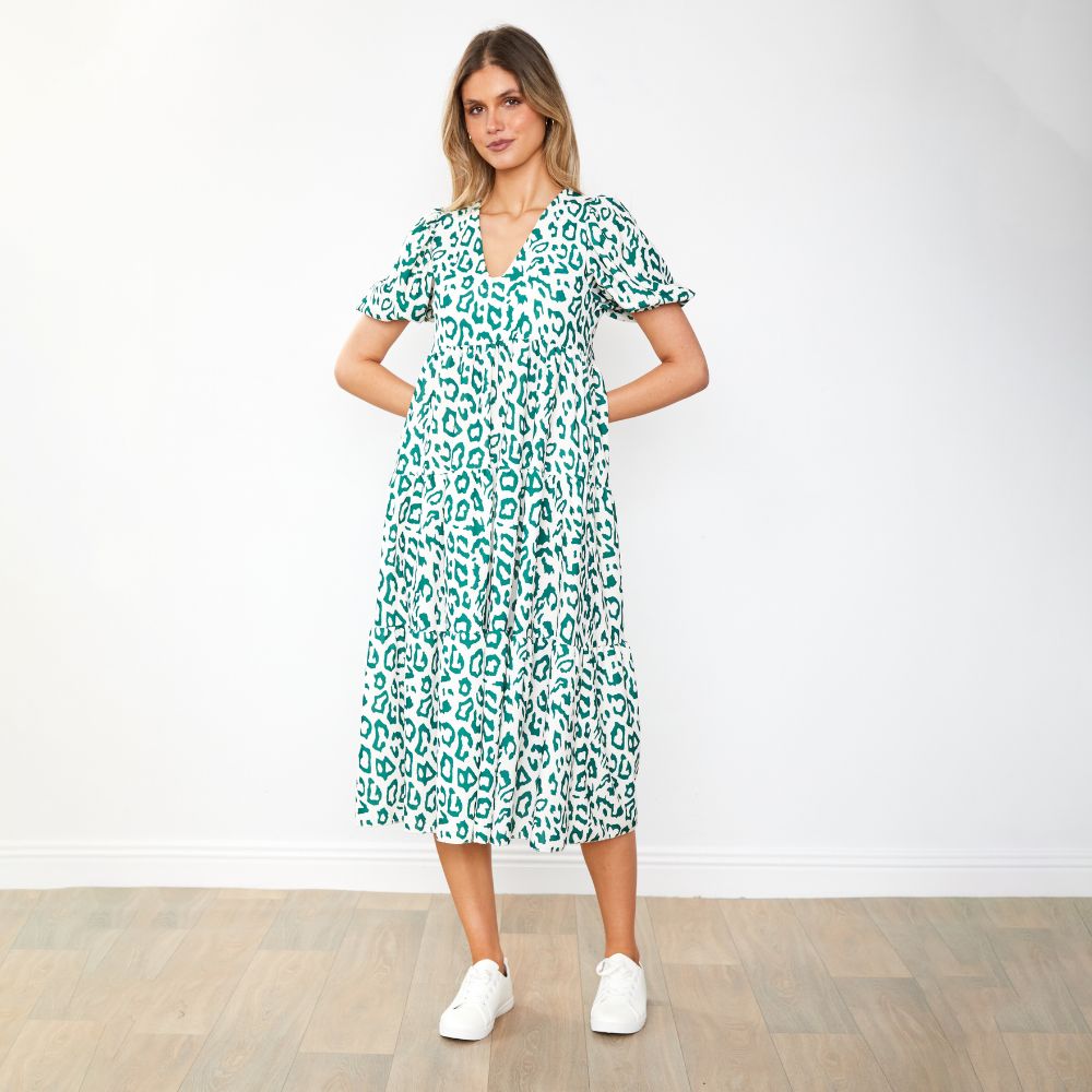 Mabel Dress (Leopard Green)