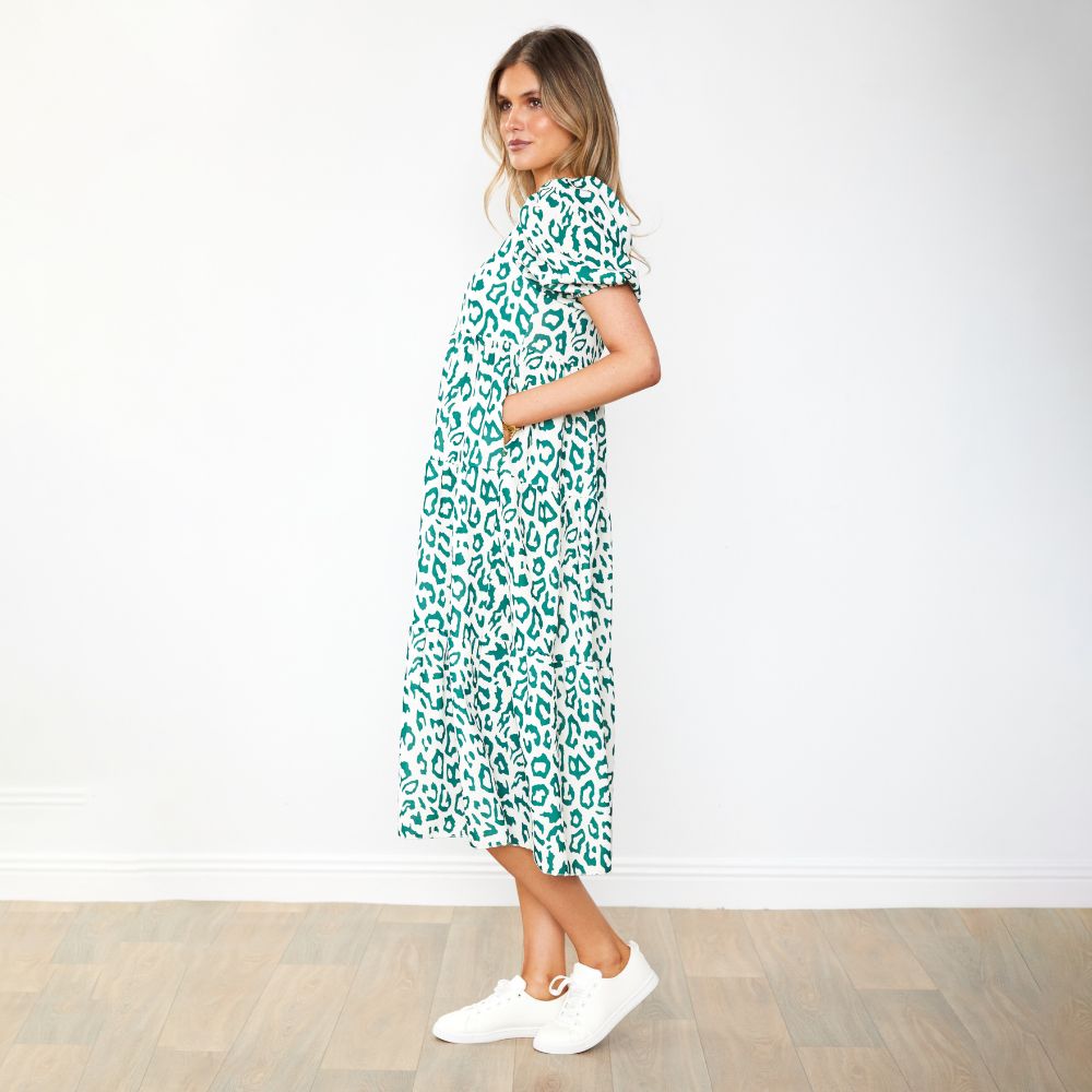 Mabel Dress (Leopard Green)