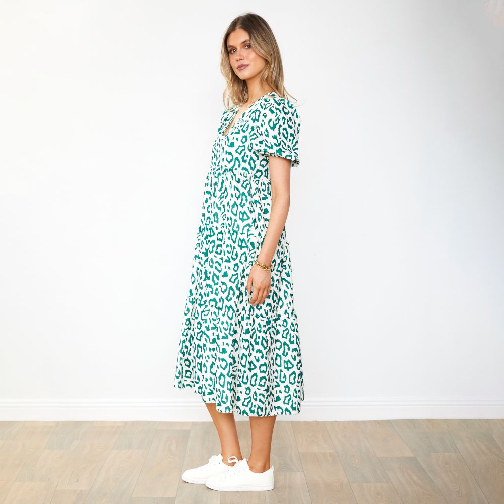 Mabel Dress (Leopard Green)
