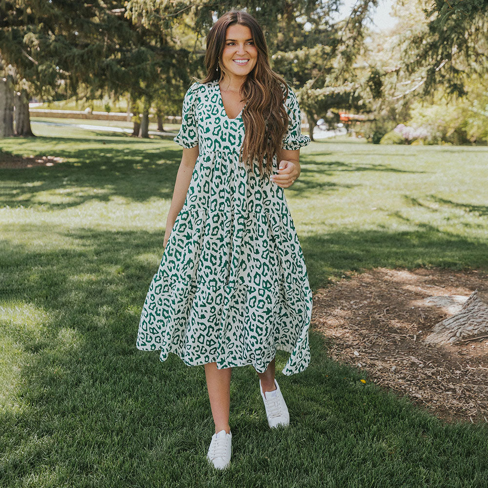 Mabel Dress (Leopard Green)