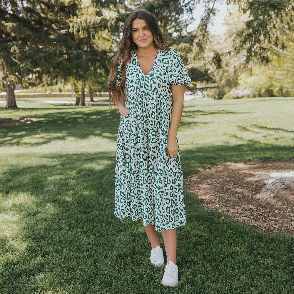Mabel Dress (Leopard Green)