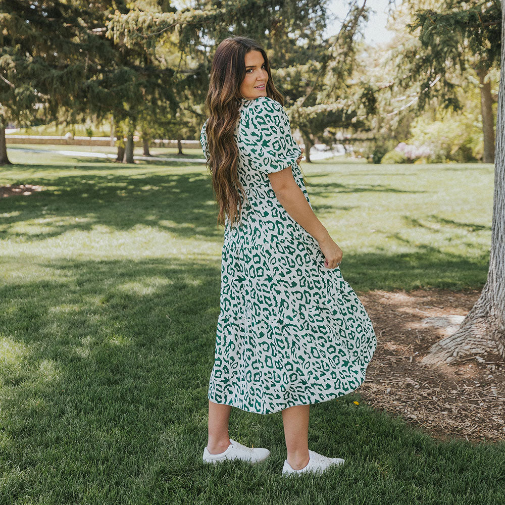 Mabel Dress (Leopard Green)
