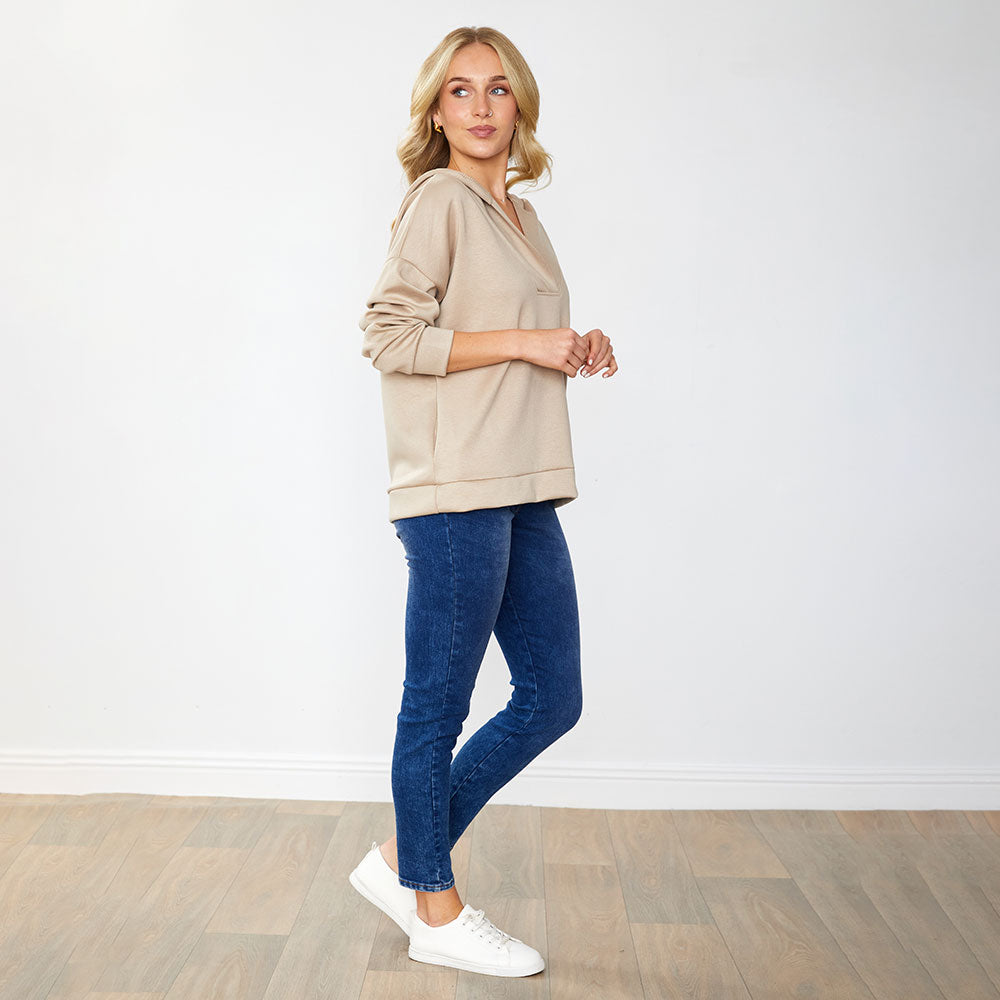 Mariah Hoody in taupe – women's hoody – view 6