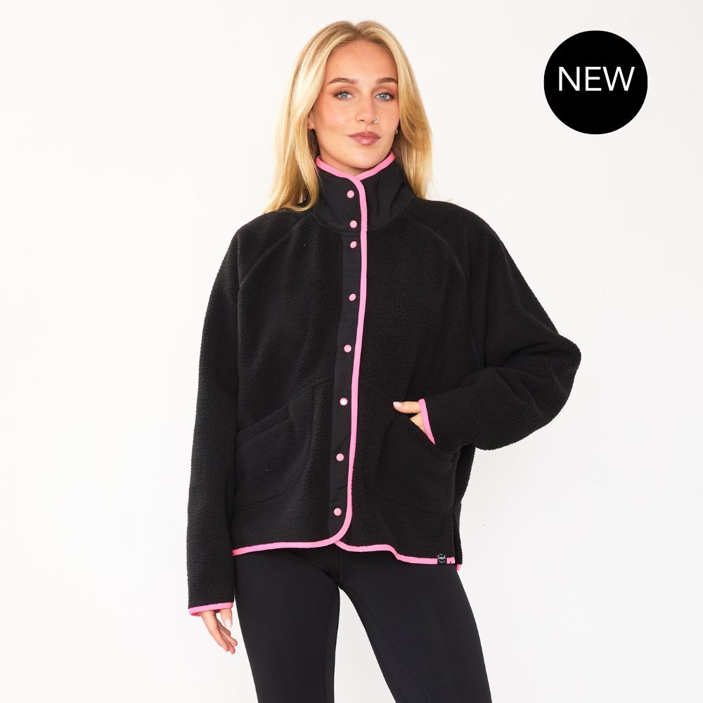 Molly Fleece Jacket (Black/Neon Pink Trim)