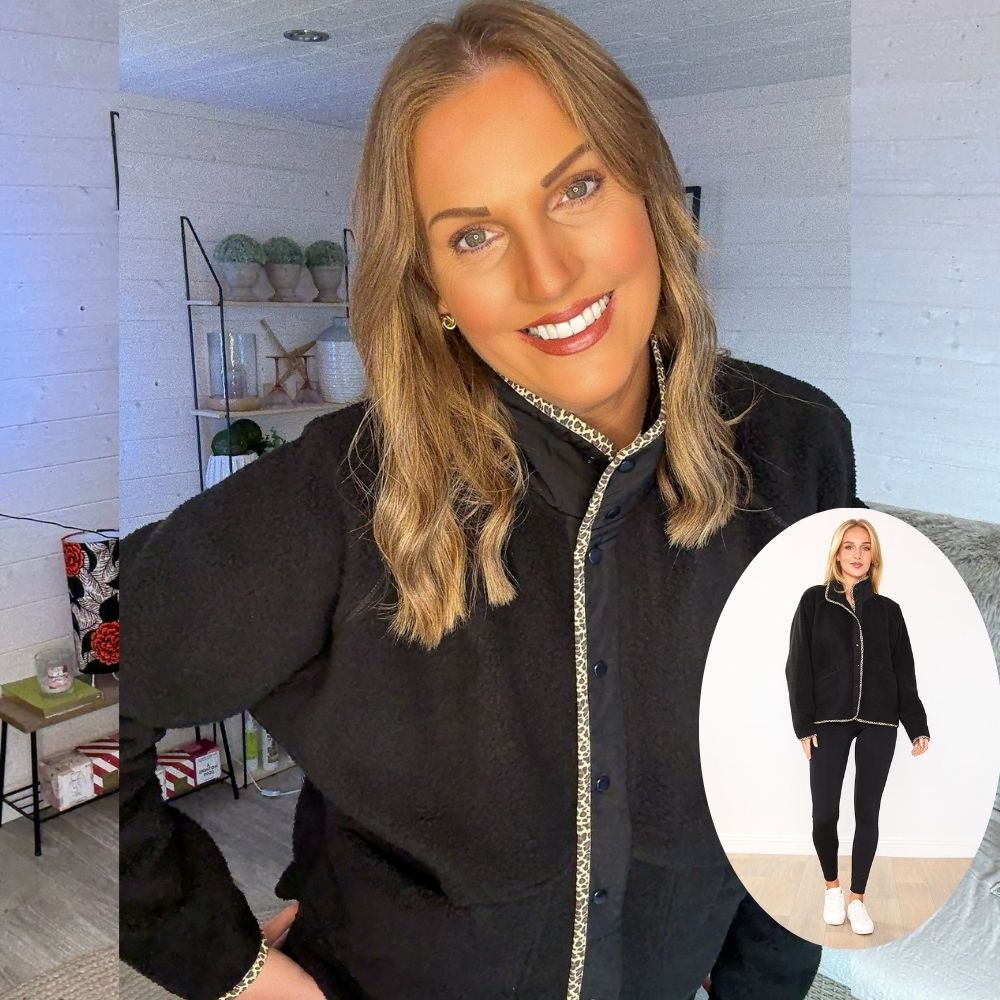 Molly Fleece Jacket (Black/Leopard Trim)