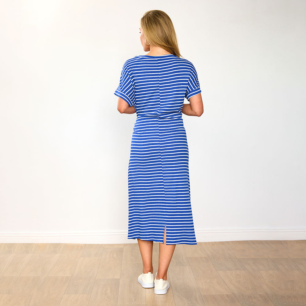 Muriel Dress (Cobalt Stripe)