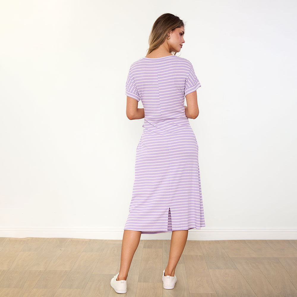 Muriel Dress (Lilac Stripe)
