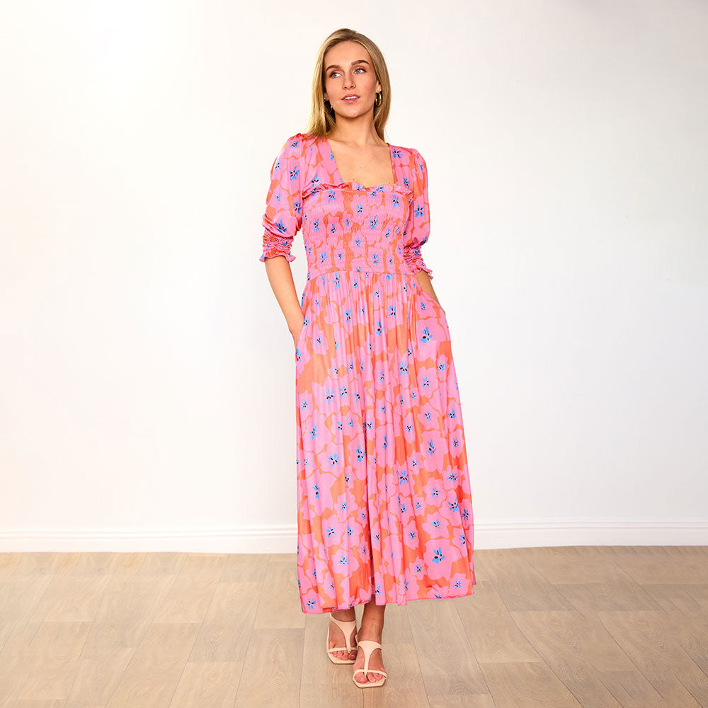 Pixie Dress in pink poppy print – women's dress – view 4