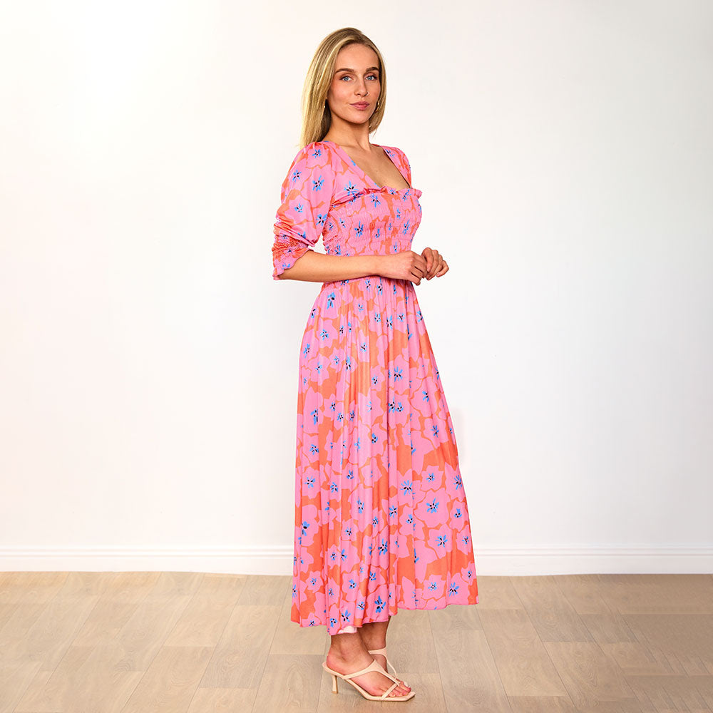 Pixie Dress in pink poppy print – women's dress – view 5