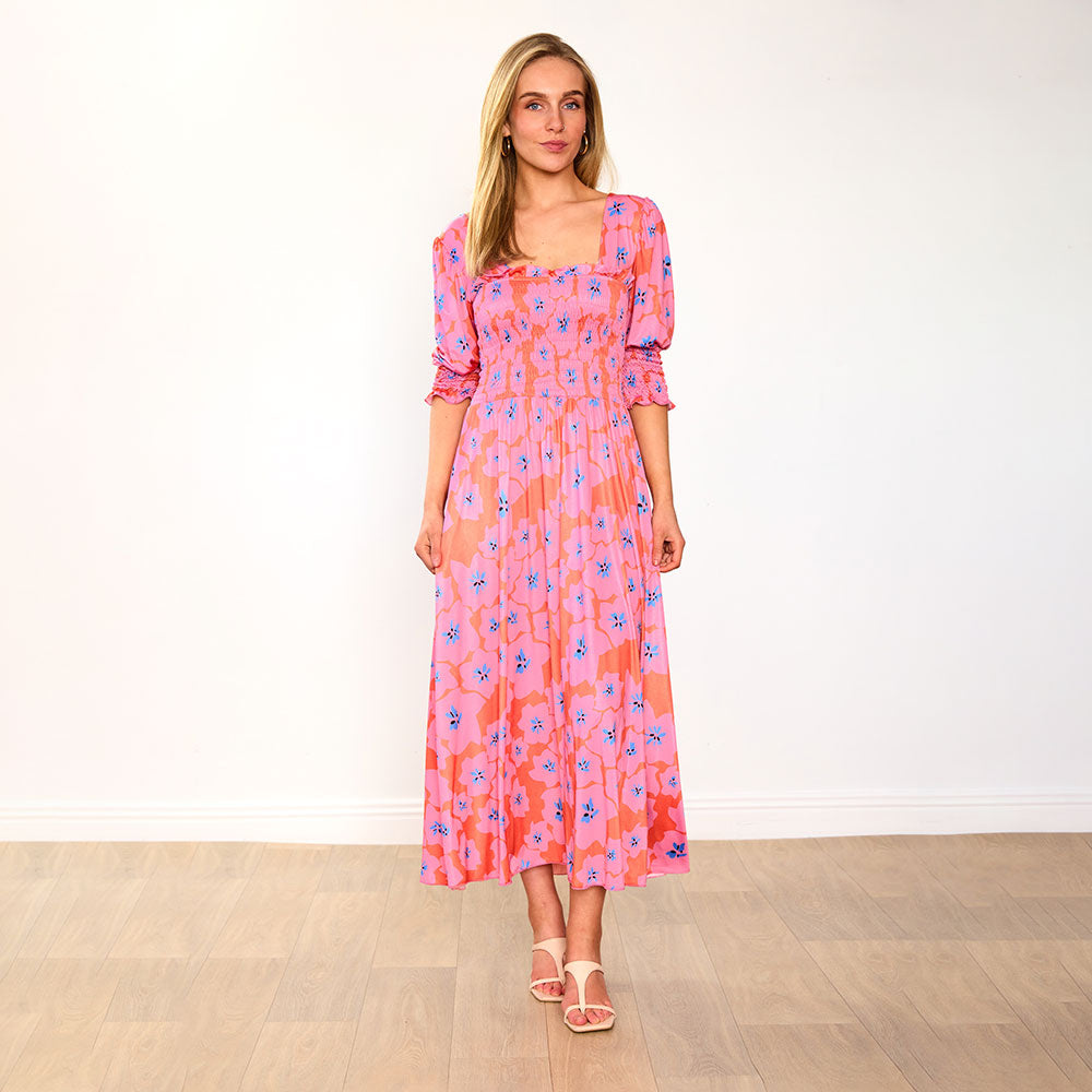 Pixie Dress in pink poppy print – women's dress – view 6
